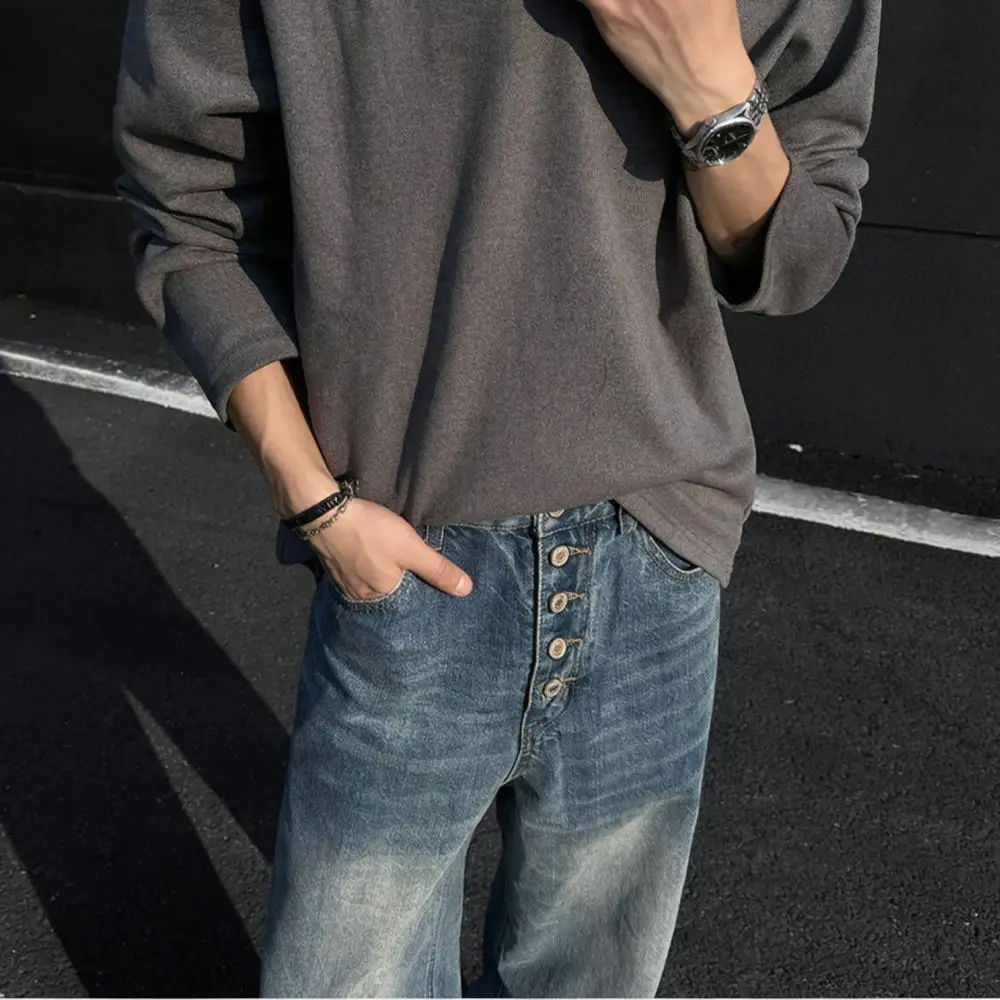 Mens Warm V Neck Long Sleeve Base Layer Autumn Winter Thermal Shirt Slim Fit Soft Velvet Casual Solid Color Undershirt