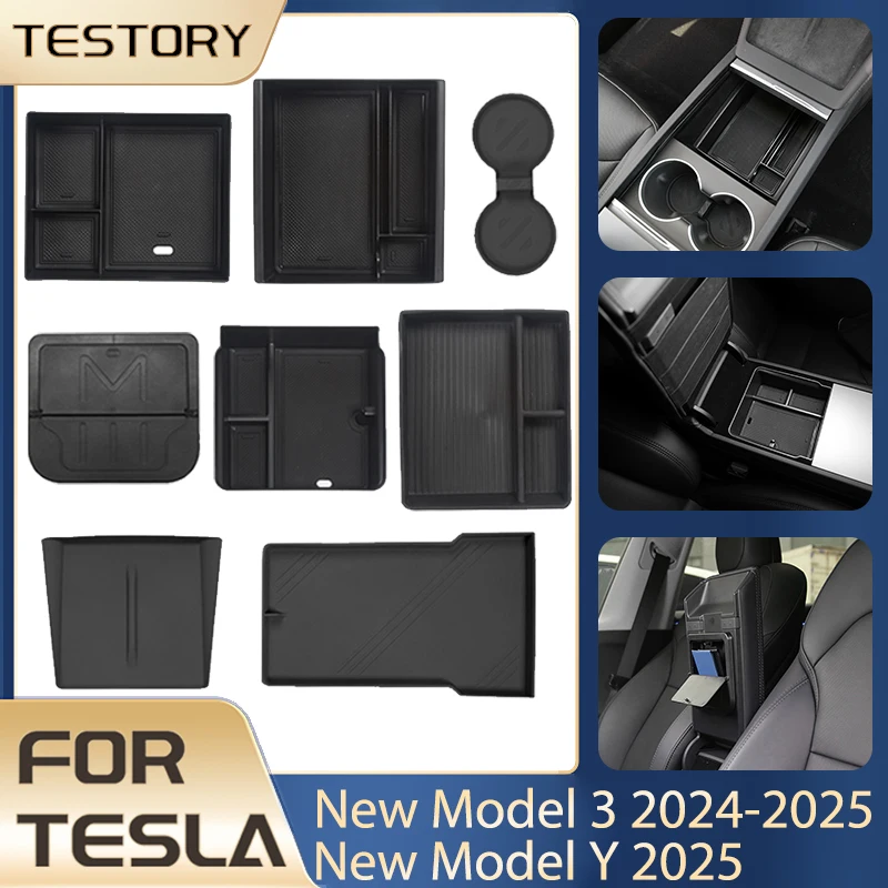 Tesla New Model Y 2025 액세서리 용 보관함 Tesla New Model 3 2024-2025 Highland 용 주니퍼 센터 콘솔 주최자