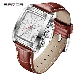 Fashion Sanda 2023 Top Brand Luxury Men's Watches Fashion Leather Quartz Wristwatch For Man Clock Waterproof Relogio Masculino