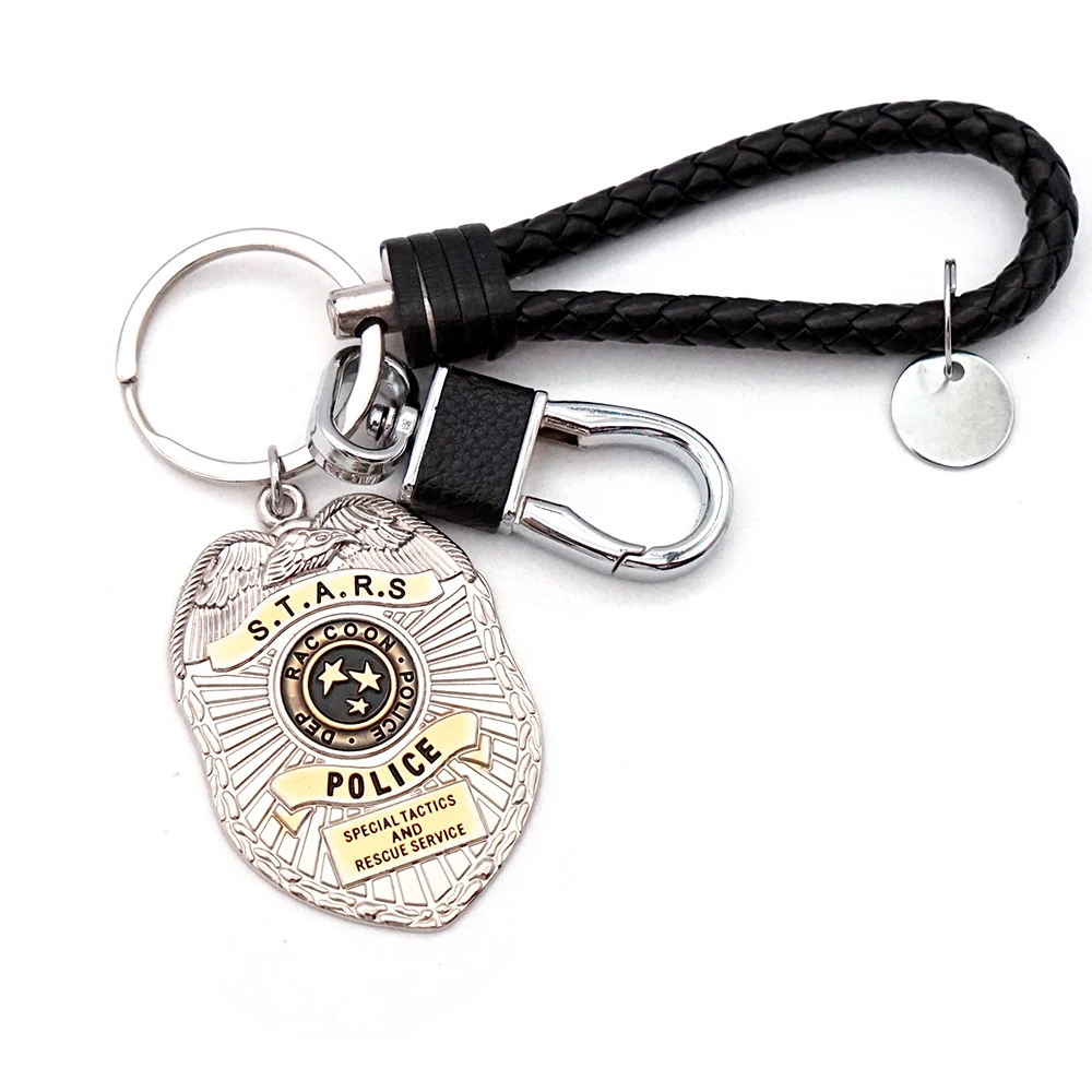 Raccoon City Badge Pendant Keychain Leon S Kennedy RPD Badge Key Chain Keyring Men Keychains Accessories Car Key Ring llaveros
