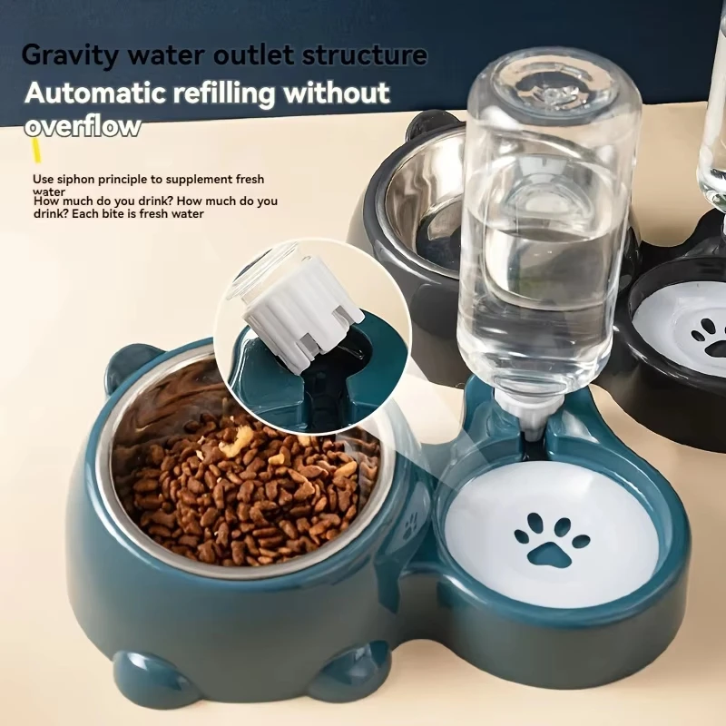 

Automatic Pet Feeder and Water Dispenser, Integrated Feeding System, Slanted Mouth, No Battery or Power Needed Pet Supplies