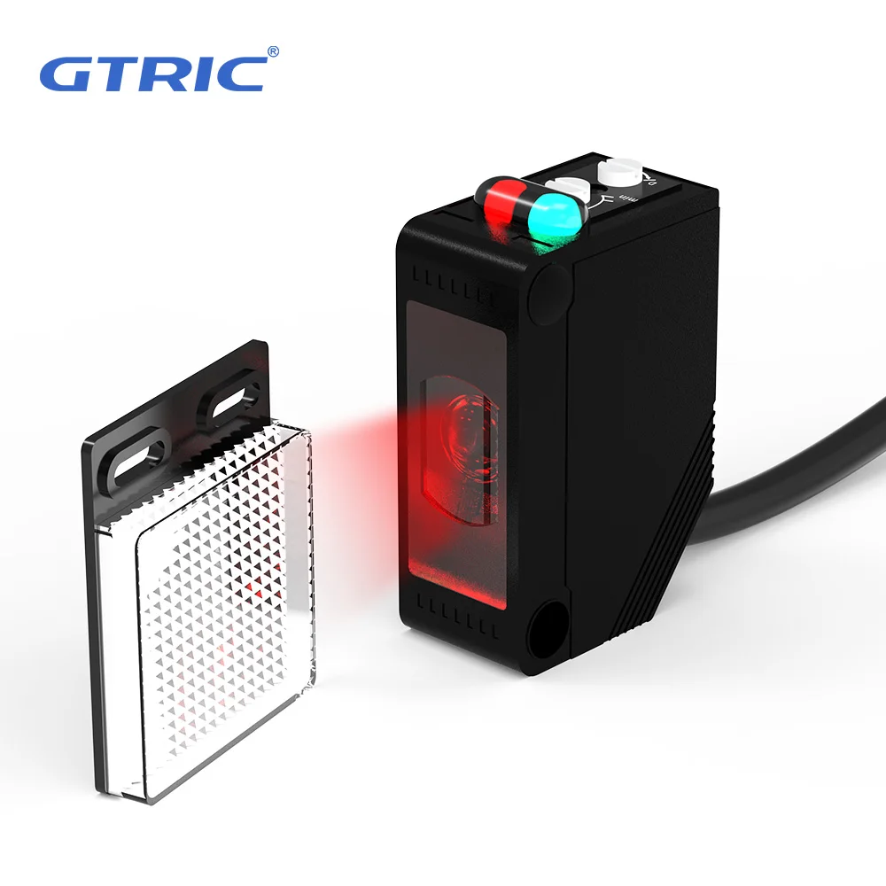 GTRIC E3Z-B61 Photoelectric Sensor Retro-reflective Sensing Distance 4M NPN PNP10-30VDC Square Photo Switch With Bracket