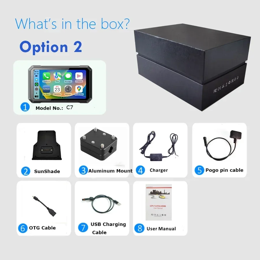 Original R&D Hot Sale Motorcycle GPS Navigator 7 Inch Waterproof Motorcycle Navigator External Touch Screen Carplay/Android Auto