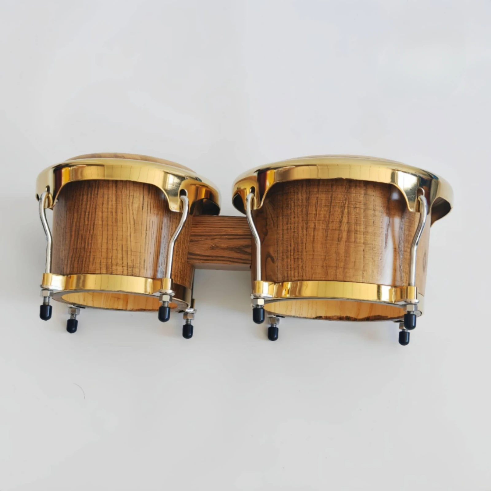 Bongo Drum Set - 木製ブリッジ付きボンゴセット アコースティックボンゴドラムセット ボンゴ ポータブル手作り木製ボンゴ 初心者向けクリスプサウンド