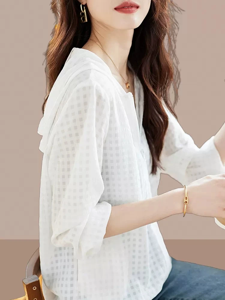 

Women's Outdoor Summer New Sle Sun Protection Light Breathable Long Sve Open Cardigan Versatile Outerwear Casual Faion