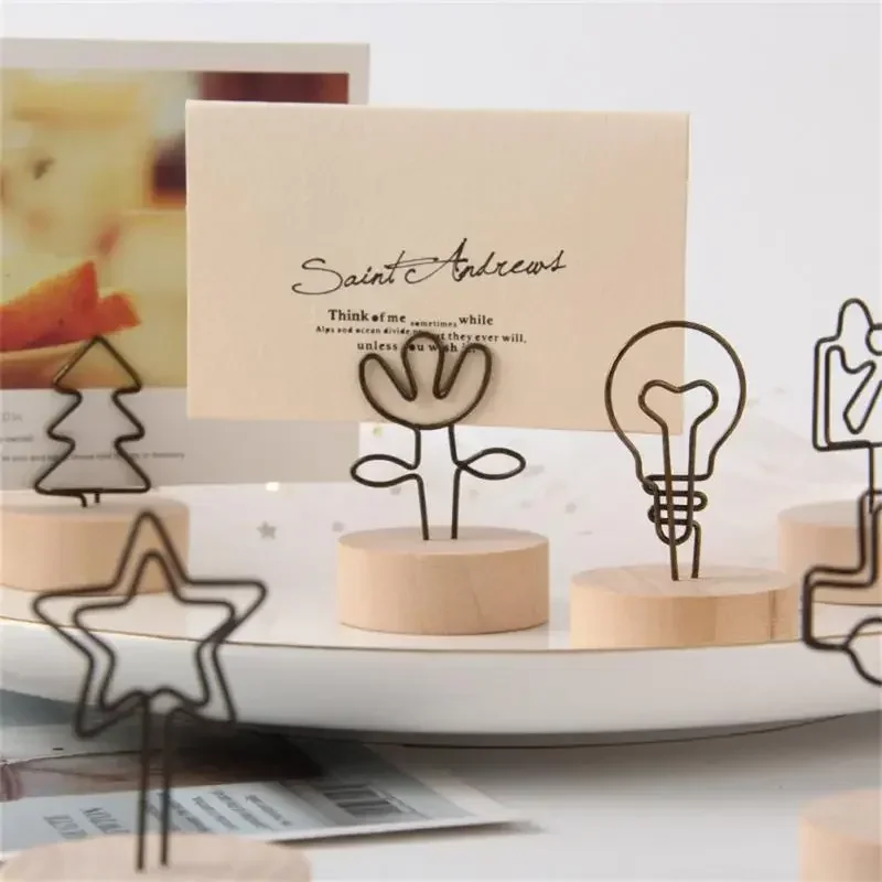 4CM Creative Round Wooden Iron Photo Clip Memo Name Card Pendant Furnishing Articles Picture Frame DIY Family Photo Decoration