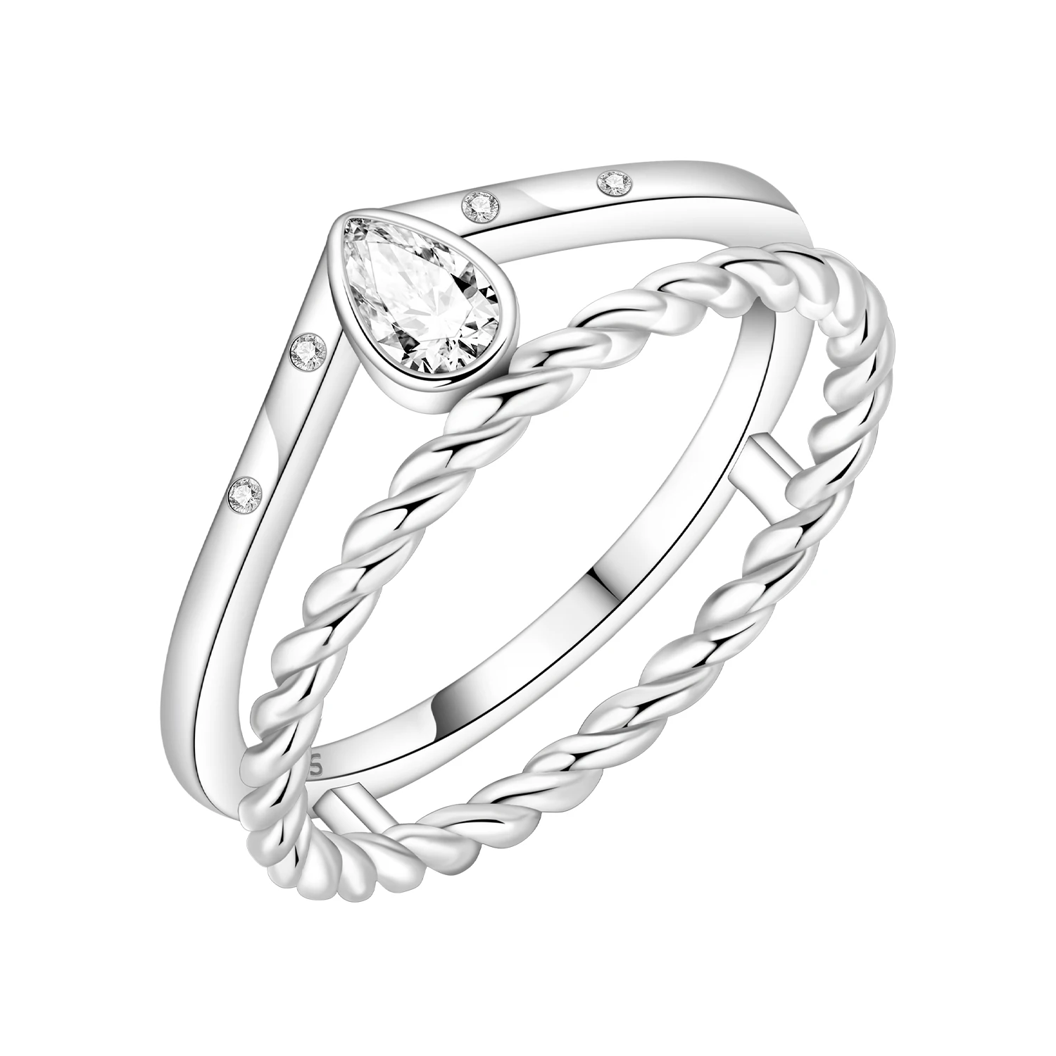 Women's S925 Sterling Silver Multi Ring Woven Closed Ring