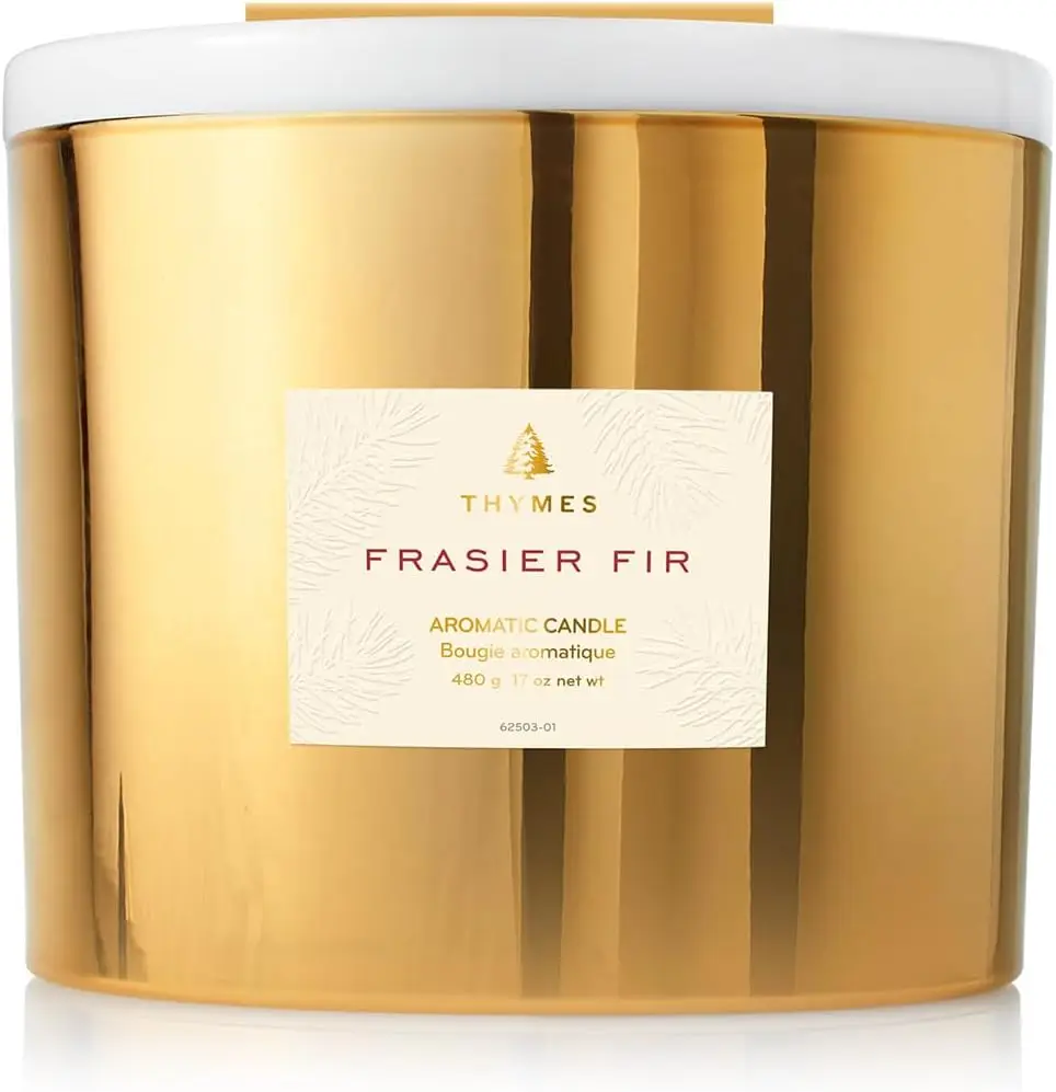 

Frasier Fir Gilded Gold 3-Wick Candle - Scented Candle with a Crisp Just-Cut Forest Fragrance - Luxury Home Fragrance