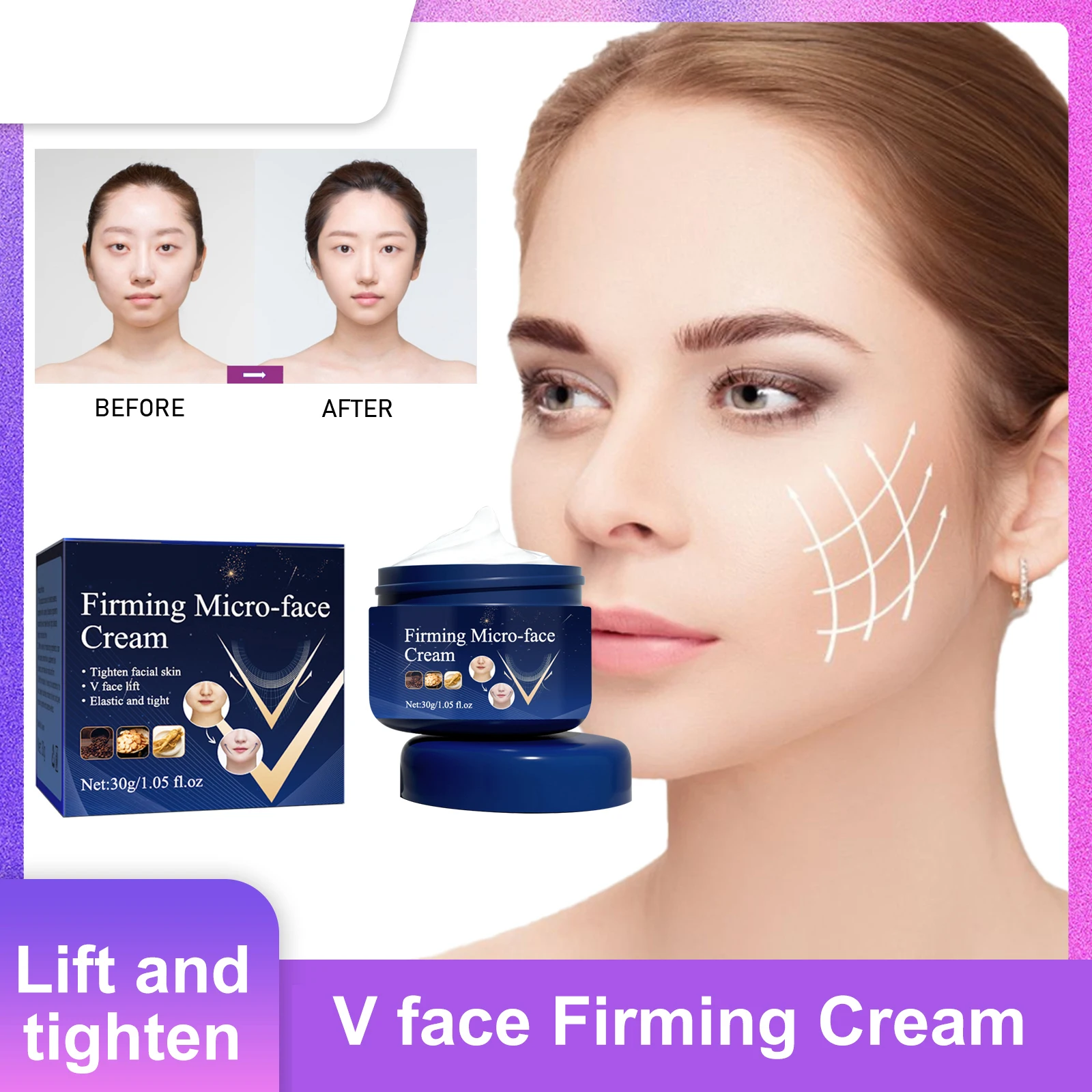 Slimming Face V Shape Lift Cream Lifting Improve Masseter Muscle Double Chin Anti Wrinkle Reshape Face Counter Firming Skin Care