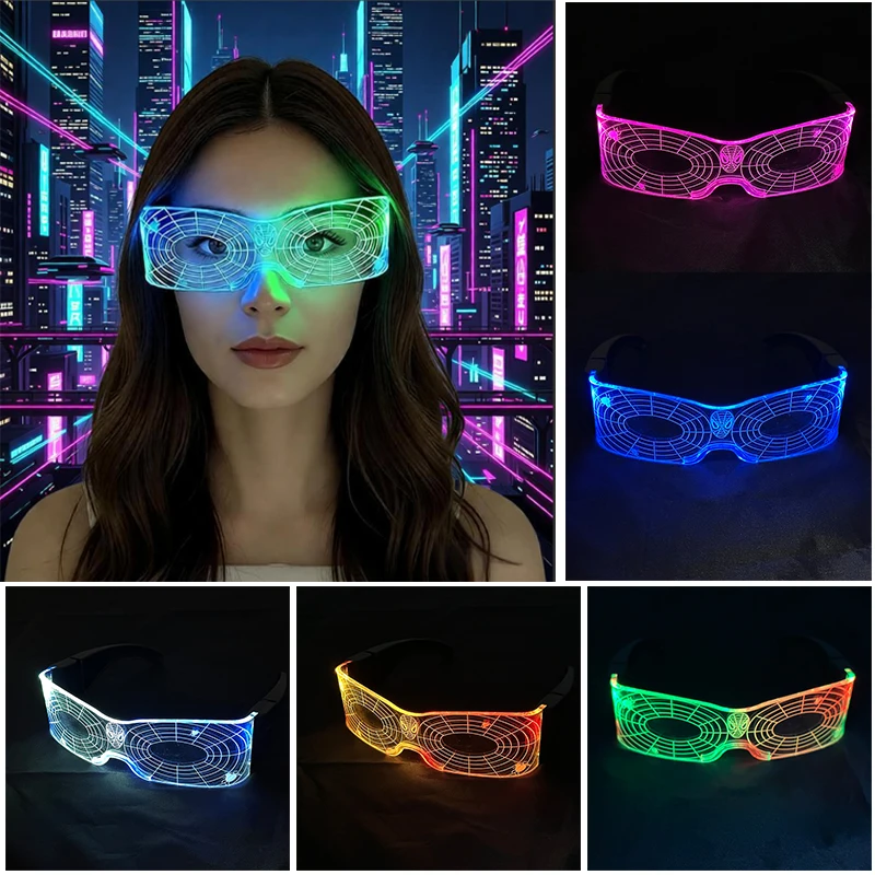 Nouveauté lunettes LED colorées Cosplay araignée héros tête lunettes garçons filles lunettes enfants cadeau lunettes carnaval lunettes de soleil