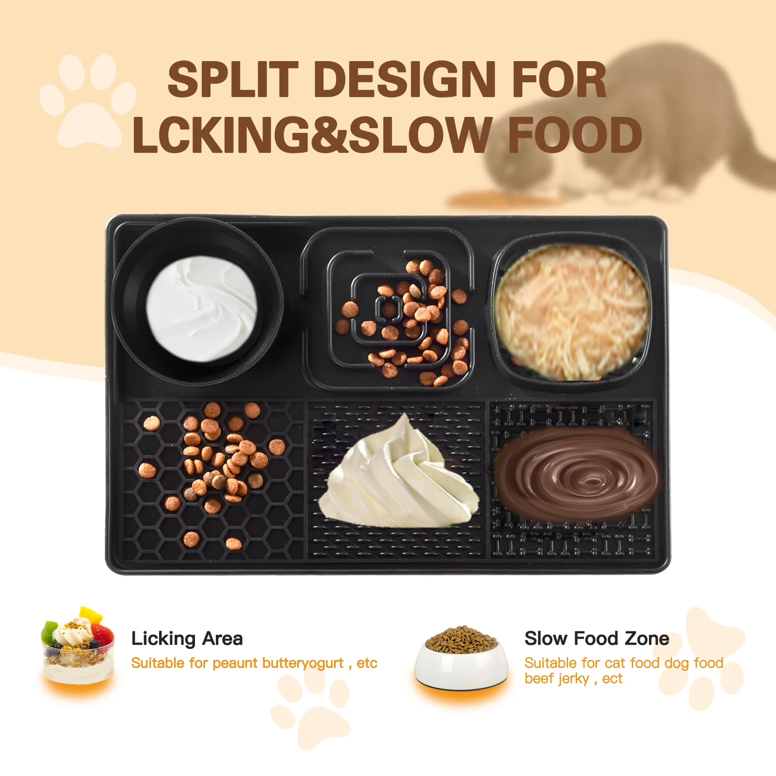 Silicone dog licking pad, slow feeder with suction cup for food and water without BPA