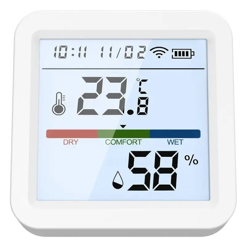 Tuya wifi/zigbee casa inteligente sensor de umidade temperatura com luz de fundo higrômetro termômetro sensor monitoramento suporte alexa