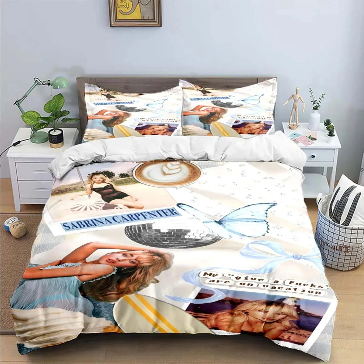 Pop Female Singer S-Sabrina Print Bedding Sets Exquisite Bed Supplies Set Duvet Cover Bed Comforter Set Bedding Set Luxury Gift
