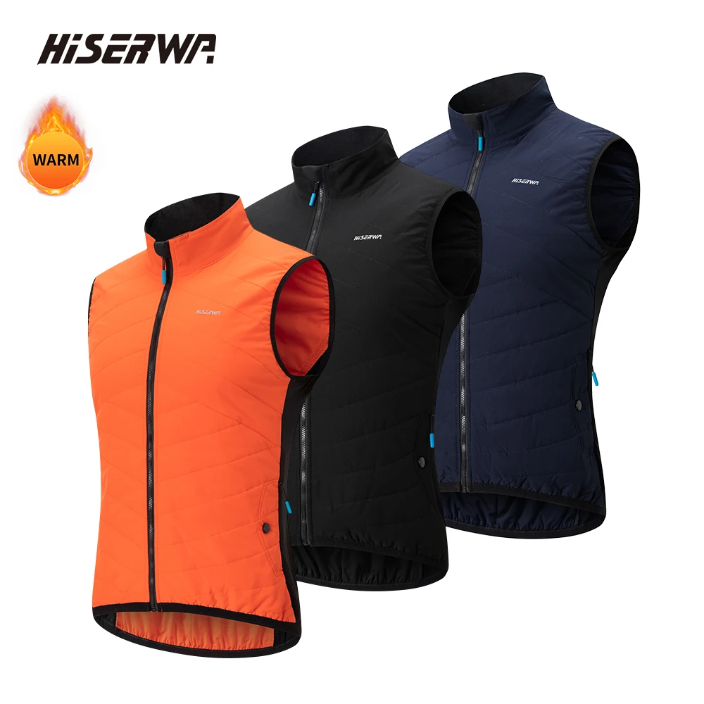 HISERWA Winter Cycling Vest Sleeveless Thermal Fleece