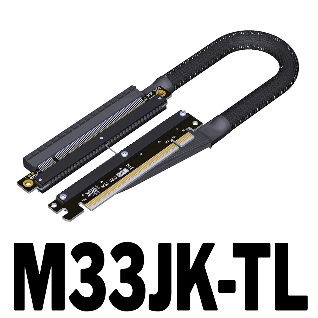 

Новый двойной реверсивный кабель, правый и левый изогнутый кабель PCIe 4,0 x16, 256 Гбит/с, удлинительный кабель графического процессора для A4 ITX RTX 4090 RX7900xt