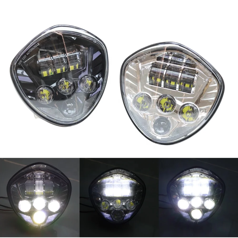 Motorcycle LED Headlight Assembly High/Low Beam H4 Headlamp Projector