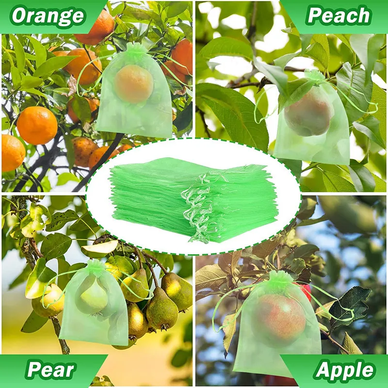 Fruit Protection Bags 100PCS Grapes Mesh Bag Pest Control Anti-Bird Vegetable Fruits Net Garden Planter Strawberry Grow Bags