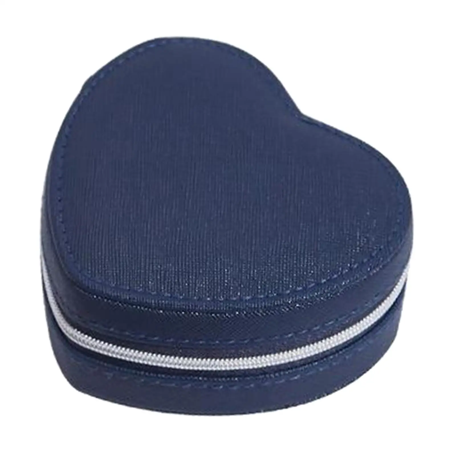 PU Heart Shape Portable Necklace Earrings Storage Case Organizer with Zipper