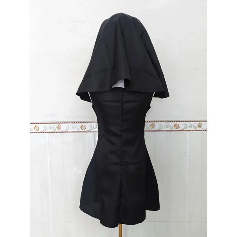 Kostum Halloween Purim Biarawati Pendeta Kostum Mewah Hari Orang Mati Berdarah Menyeramkan Kristen Katolik Misionaris Cosplay Gaun