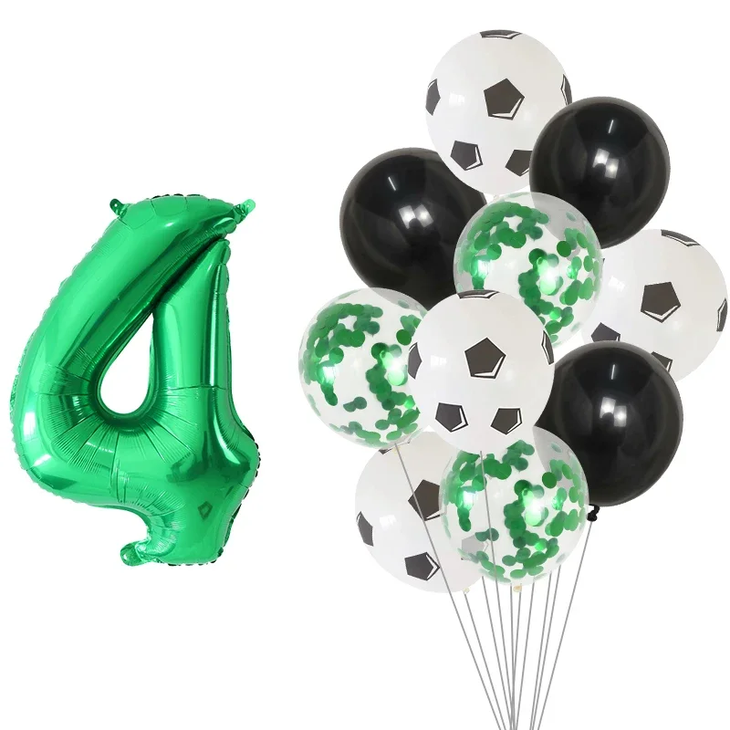 11pcs Football Soccer Theme Party Latex Helium Air Balloon 30'' Number Foil Globos Boys Birthday Games Toys Event Party Supplies