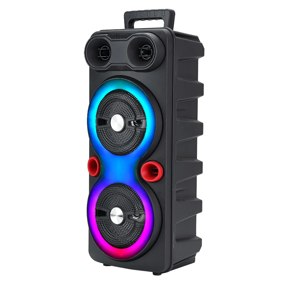 Outdoor Portable Speaker BT 5.0 6.5 Inch Stereo Subwoofer RGB Party Sound Box with Mic FM Radio Heavy Bass DJ System