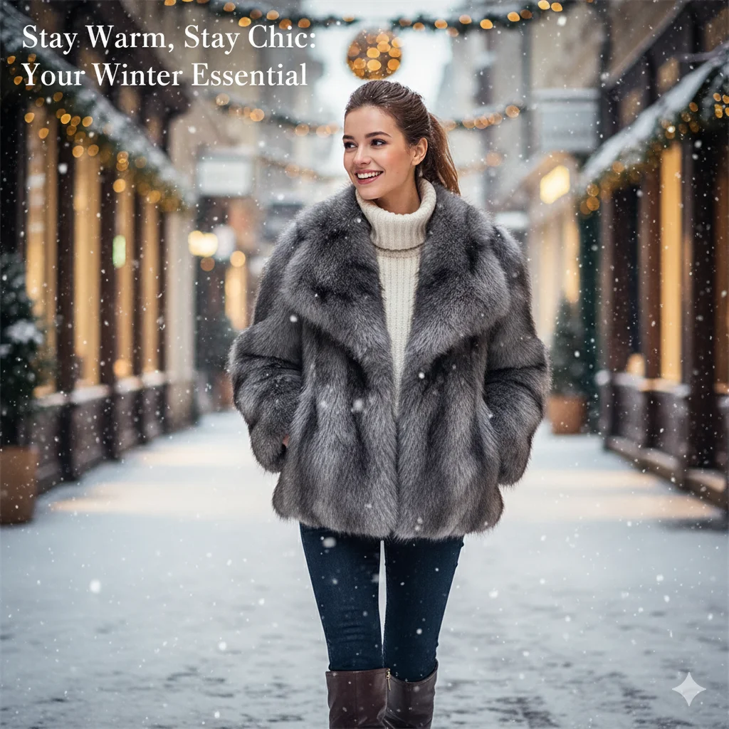 

2025 зимняя новая модная пушистая шуба с градиентом, женская уличная роскошная куртка с большим меховым воротником из искусственного лисьего меха, женские пальто