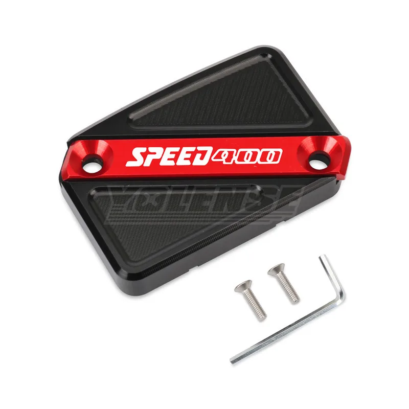 Apto para speed 400 scrambler 400x speed400 2023 2024 2025 motocicleta cnc tampa do cilindro mestre freio dianteiro reservatório de fluido capa