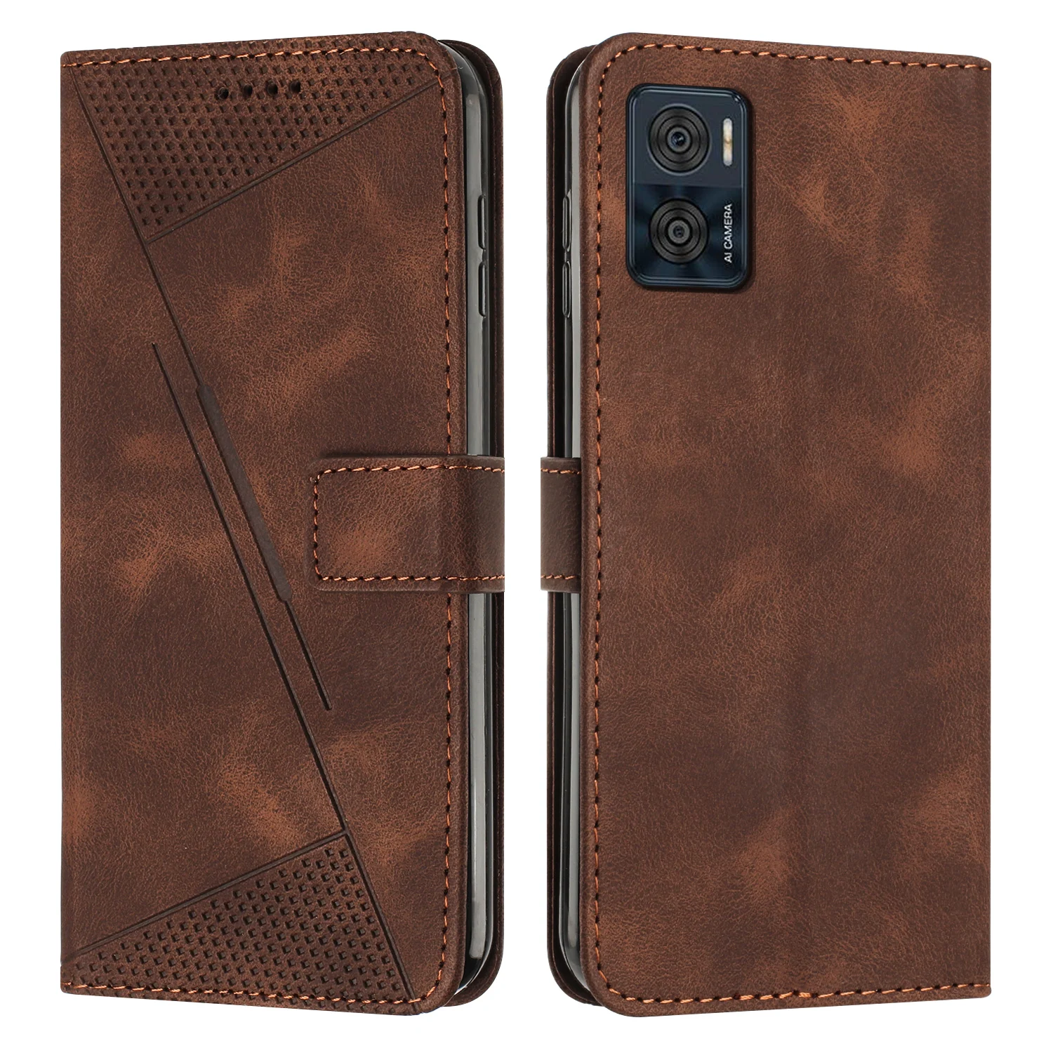 Solid Color Lines Leather Cases for Motorola E22 E22i E32 E32s E20 E13 S30 X30 Pro X40 G22 G31 G41 G51 Flip Magnetic Phone Cover