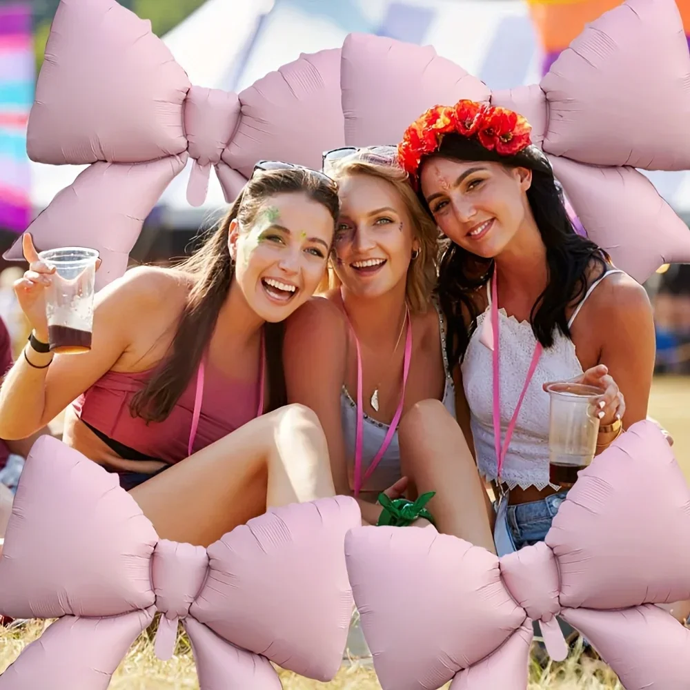 4 قطع الطفل الوردي الأزرق القوس بالون ربطة القوس فيونكة الوردي بالون القوس الصغير بالون الزفاف العروس دش فتاة حزب هدية بالون الديكور #2