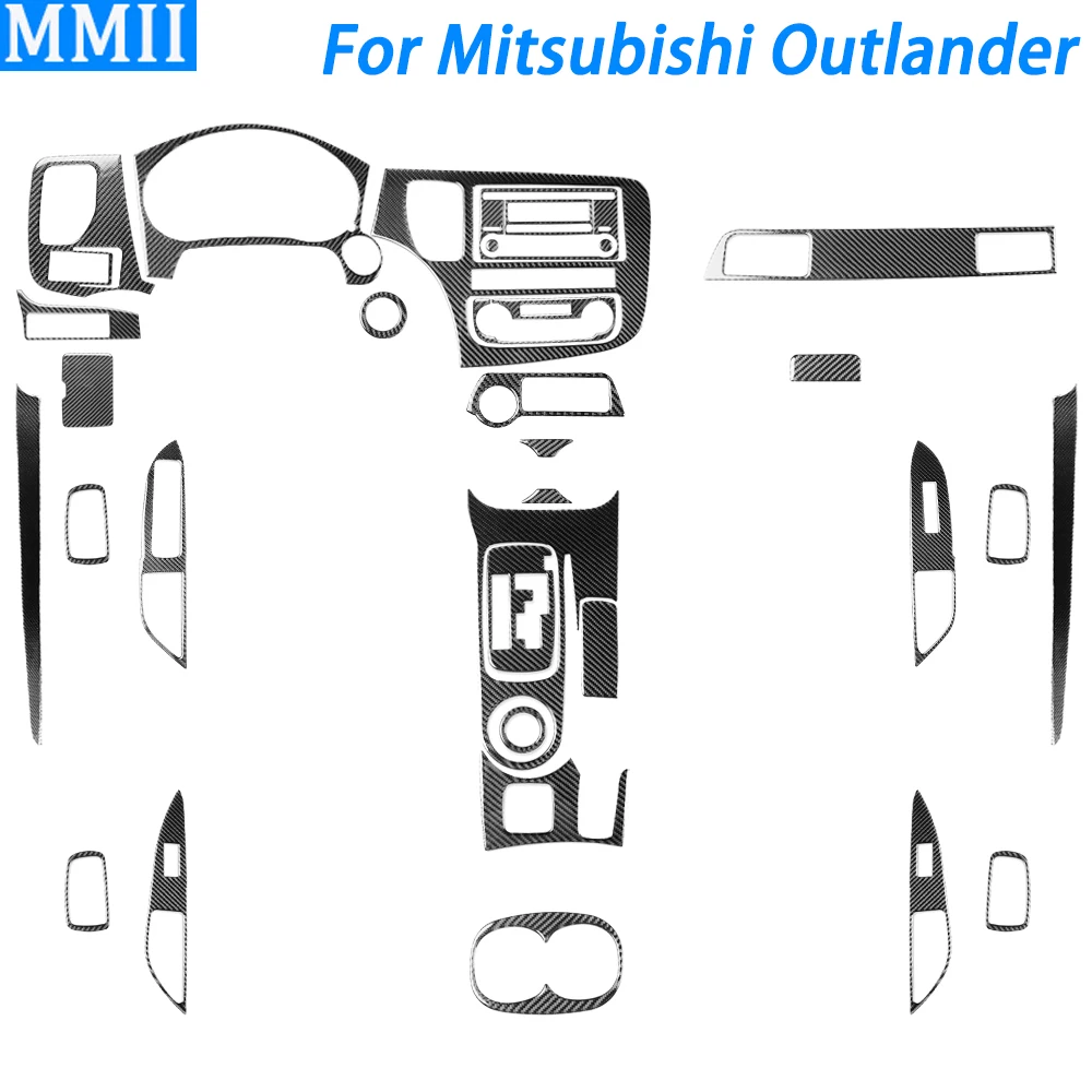 

For Mitsubishi Outlander 2014-2016 Carbon Fiber Center Console Gear Shift Air Outlet Trim Suite Car Interior Accessories Sticker