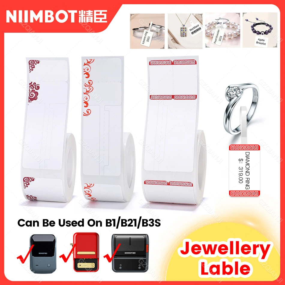 Niimbot B21 B1 B3S Pure White Color Cable Label Thermal Label Paper for Waterproof Anti-Oil Tear-Resistant Jewelry Price Tag