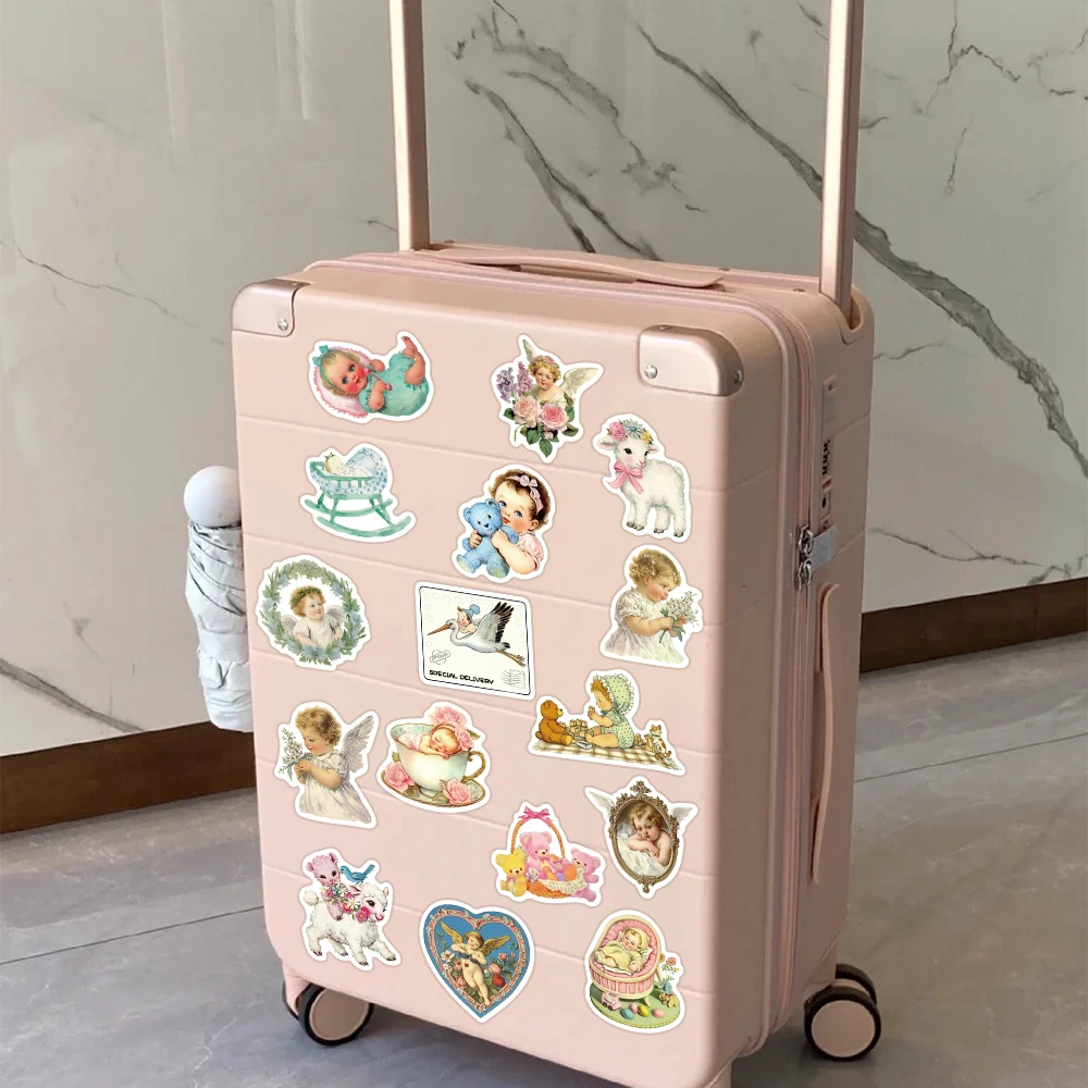 50pcs Vintage Baby Stickers Decals For Phone Scrapbook Luggage Refrigerator Guitar DIY Aesthetic Stickers Girls Creative Gifts