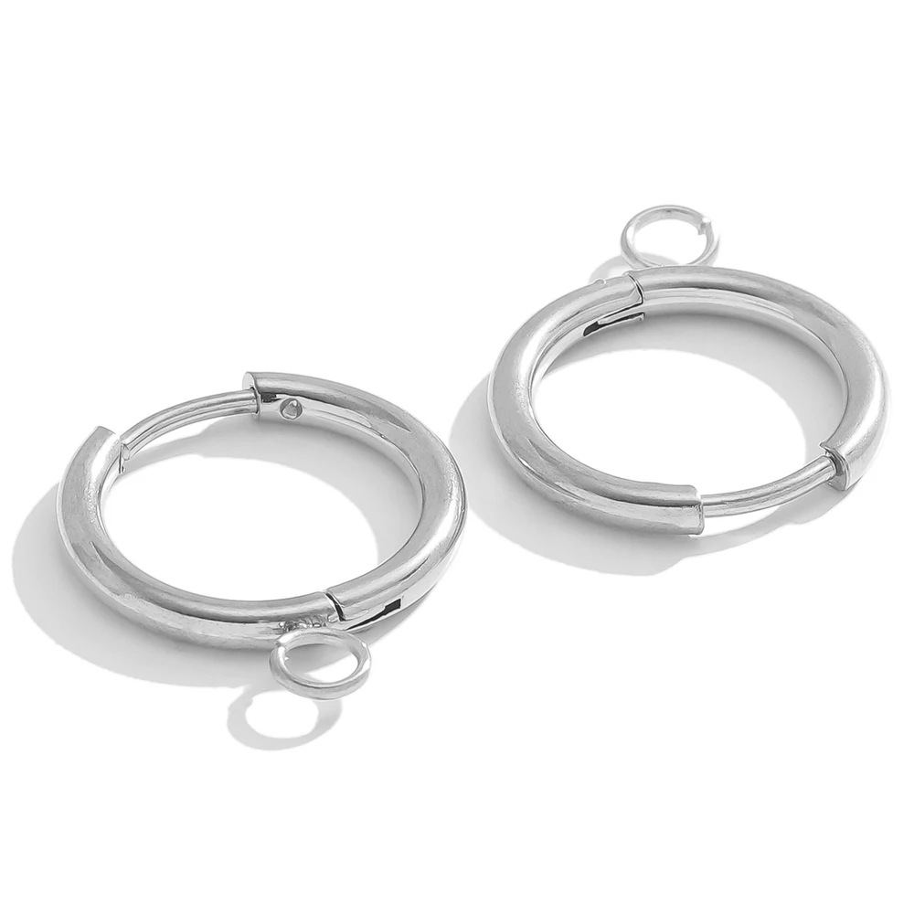 10pcs Stainless Steel Gold Color Plated Huggie Earrings Hooks with Loop Ear Post Jump Ring for DIY Jewelry Making Findings
