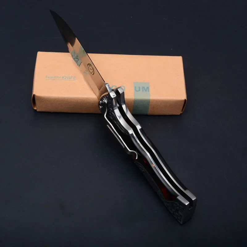 Pisau Lipat Kualitas Tinggi Pisau EDC Koleksi Seni Baja Tahan Karat 3D Bunga Alat Luar Ruangan 2025 Pisau Bertahan Hidup