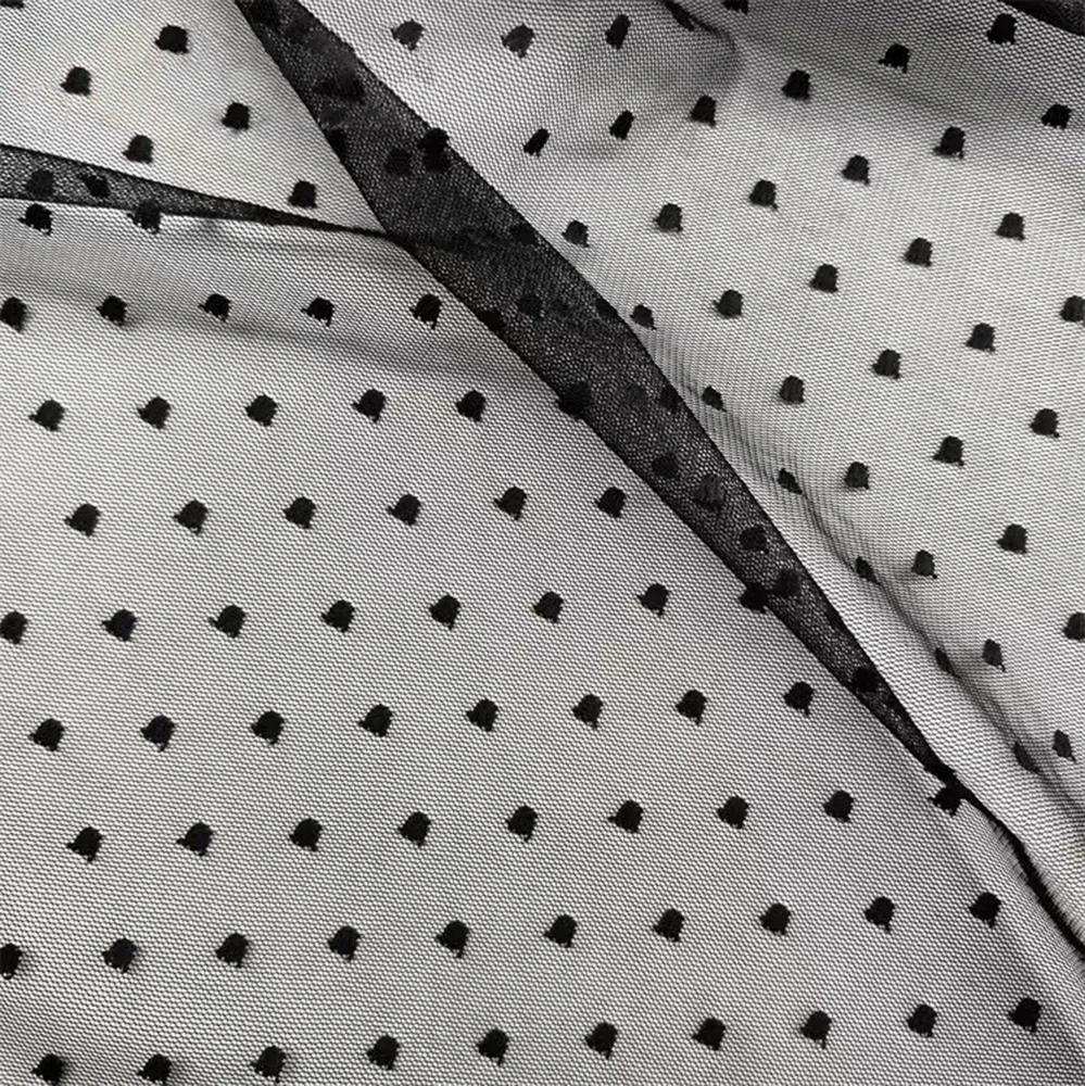 Polyester-Tüllstoff mit Polka-Dots-Muster, Jacquard, leicht, transparent, weich, atmungsaktives Material für DIY-Näharbeiten, Kleider, Röcke, Bastelarbeiten – Detail 2