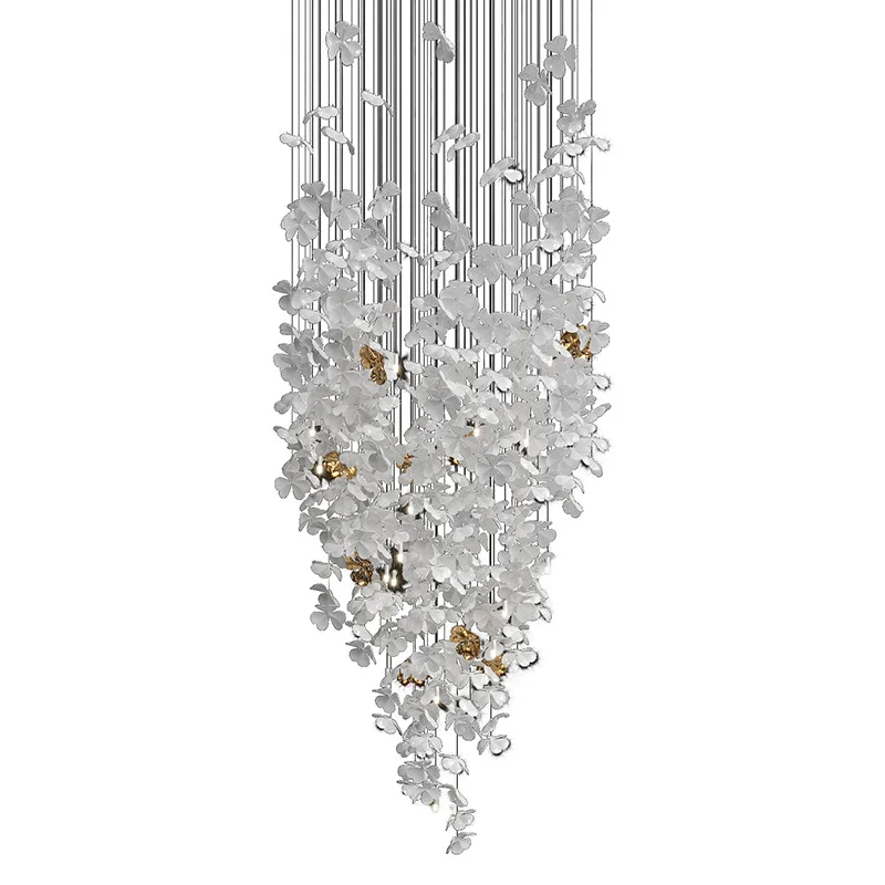 Customized hotel lobby banquet hall chandelier creative petal design duplex villa engineering decoration luxury chandelier