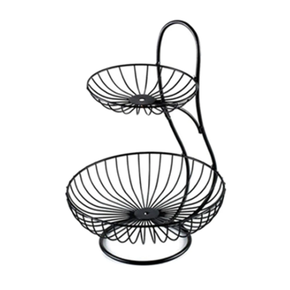 Metal Wire Fruit Bowl Basket Storage Holder Stand Kitchen Vegetable Rack Storage Stand Produce Serving Tray Organizer A