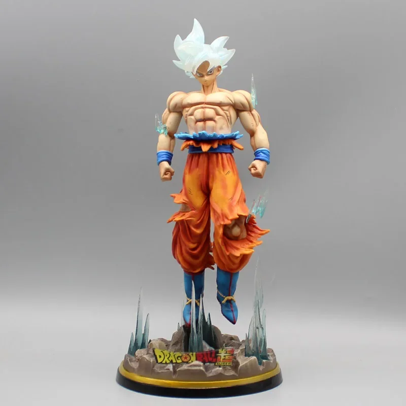 32cm Dragon Ball Goku Figures GK Migatte No Gokui Son Goku White God Action Figure LED Anime PVC Statue Collectible Model Toys