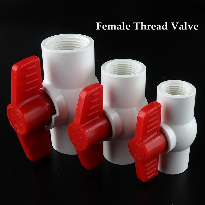 

PVC Pipe Ball Valve Socket Water Supply Drainage Pipe Quick Valve 1/2"~1.2" Female Thread Water Pipe Connector Fittings