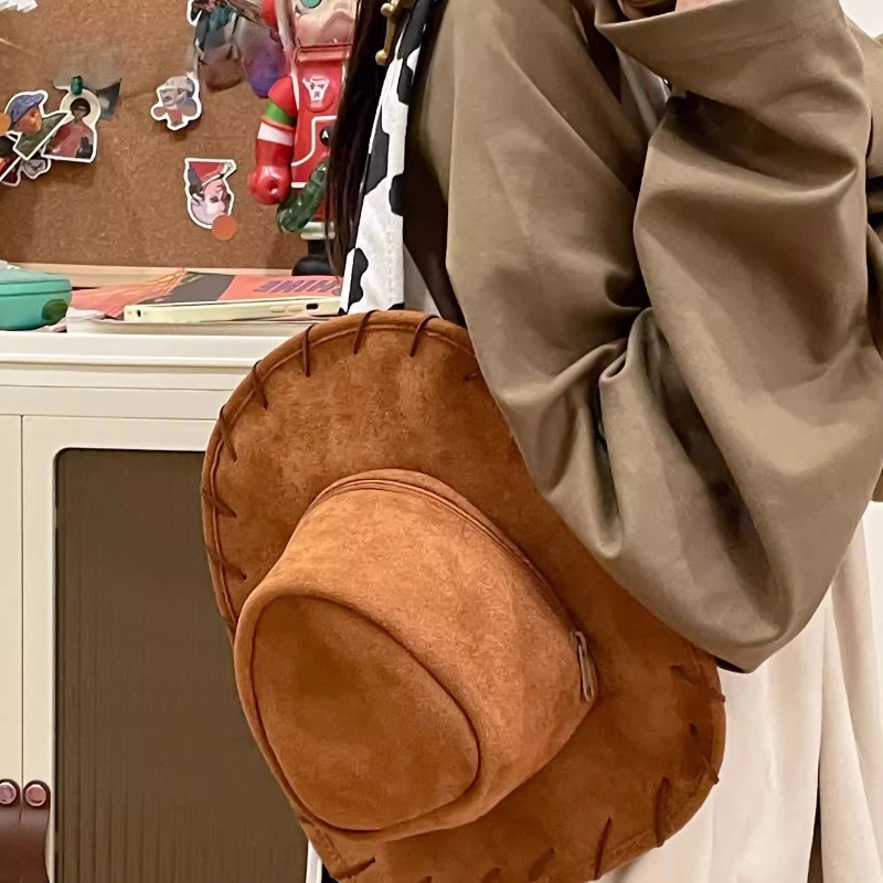 

Cartoon Print Denim Backpack Hat Women Cute Vintage Mini Bag Convertible Dual Shoulder Pack Casual Daypack Travel College New