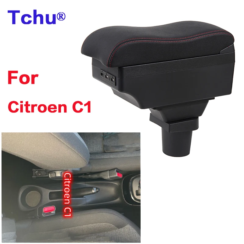 For Citroen C1 armrest box For Citroen C1 car armrest box Internal modification USB charging Ashtray Car Accessories