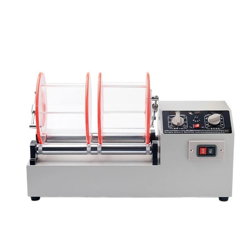 Large Double‑Barrel Rotary Tumbler Polishing Machine For Gold Silver Copper Jewelry Walnut Rust Removal Grinding Brightening
