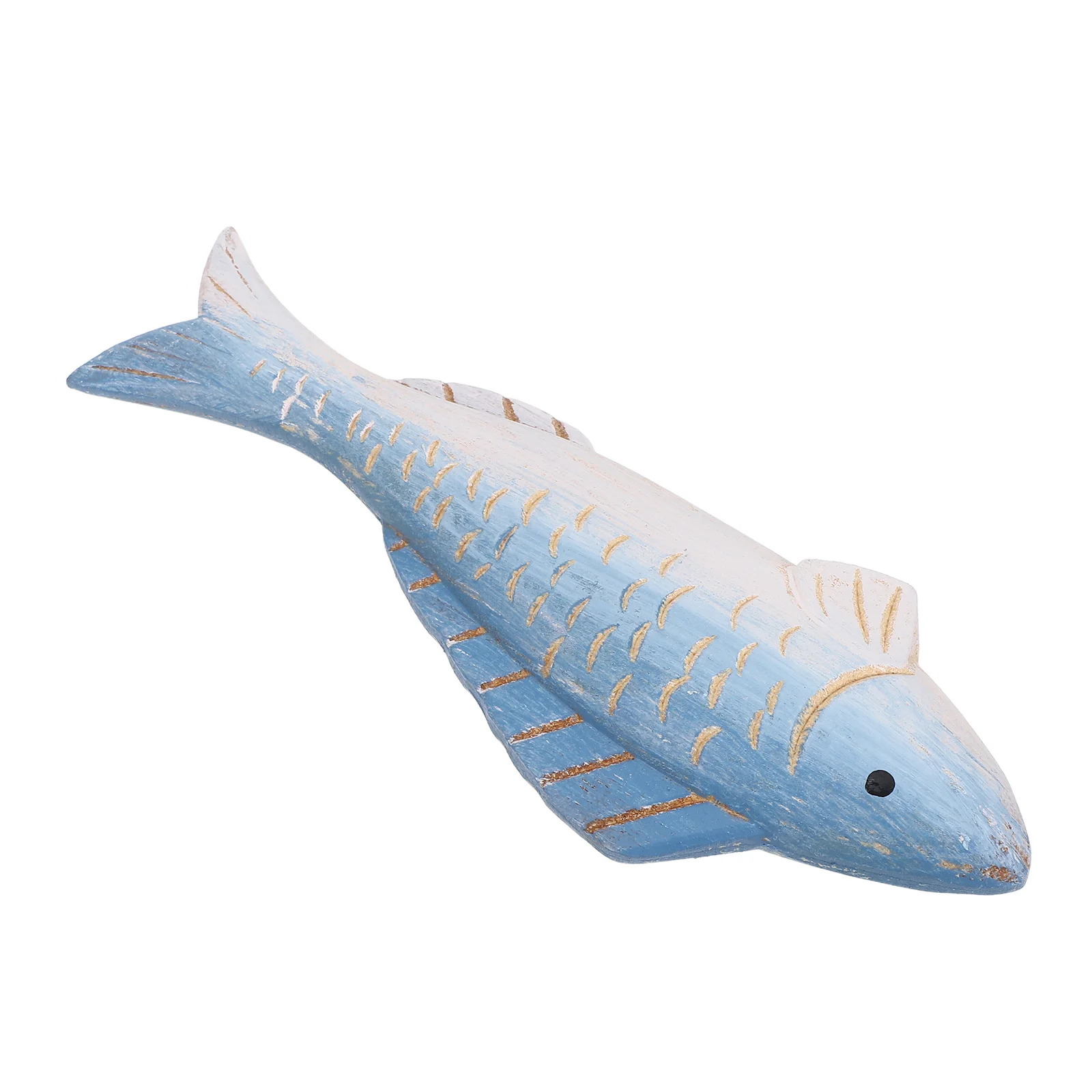 

Mediterranean Wood Fish Statue Vintage Coastal Theme Mini Wooden Sculpture Tabletop Decoration Kitchen Shelf Home Office