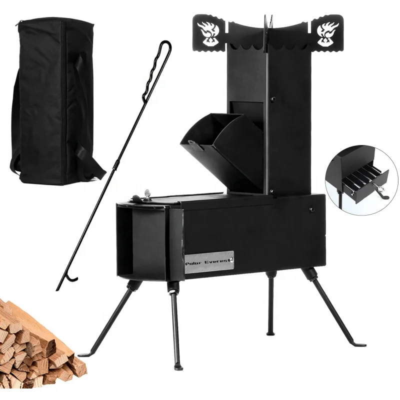 Factory Direct Smokeless Rocket Stove Outdoor Indoor Garden Camping Cooking Portable Folding Wood Burning Stove