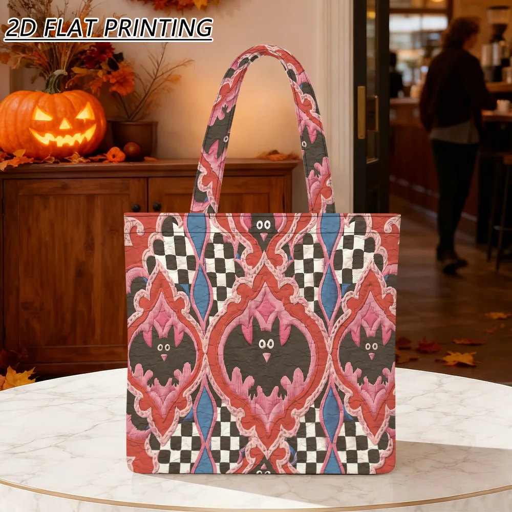 1pc ornamental bat pattern Quilted Women'S Shoulder Bag, Perfect For Daily, Mall Shopping, Halloween Gifts, Office