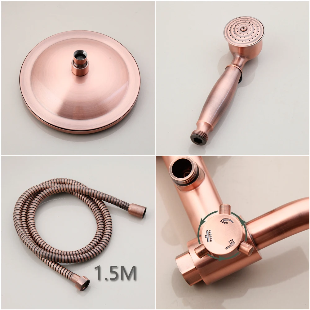 Imagem -04 - Torayvino-antique Copper Bathroom Shower Faucet Grupo Chuveiros de Banho de Chuva Head Bathtub Shower System Wall Mounted Mixer Tap