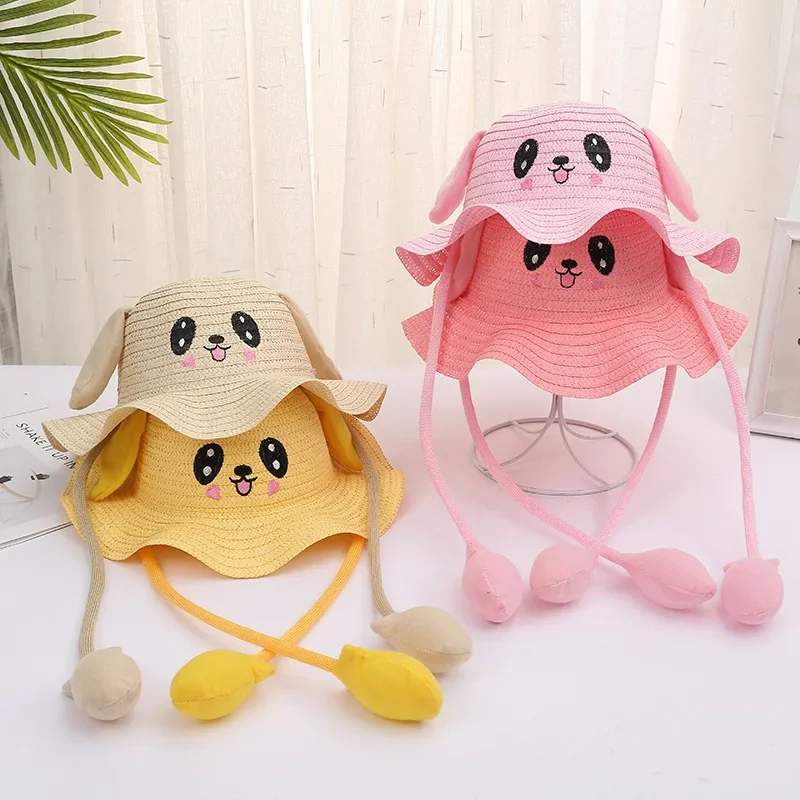 

Fashion Children Summer Bucket Hat Sunscreen Movable Bunny Ear Hats Sun Hat Rabbit Ear Sunshade Straw Hat Summer Swim Sun Hats