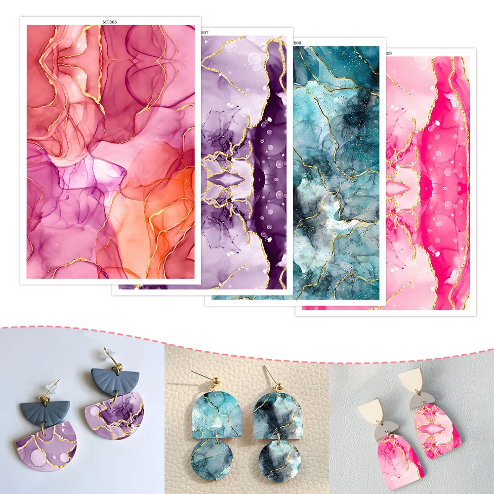 

Modern Abstract Marble Pattern Soft Ceramic Earrings Water Soluble Disposable Sticker for Diy Jewelry Making Decal 2025