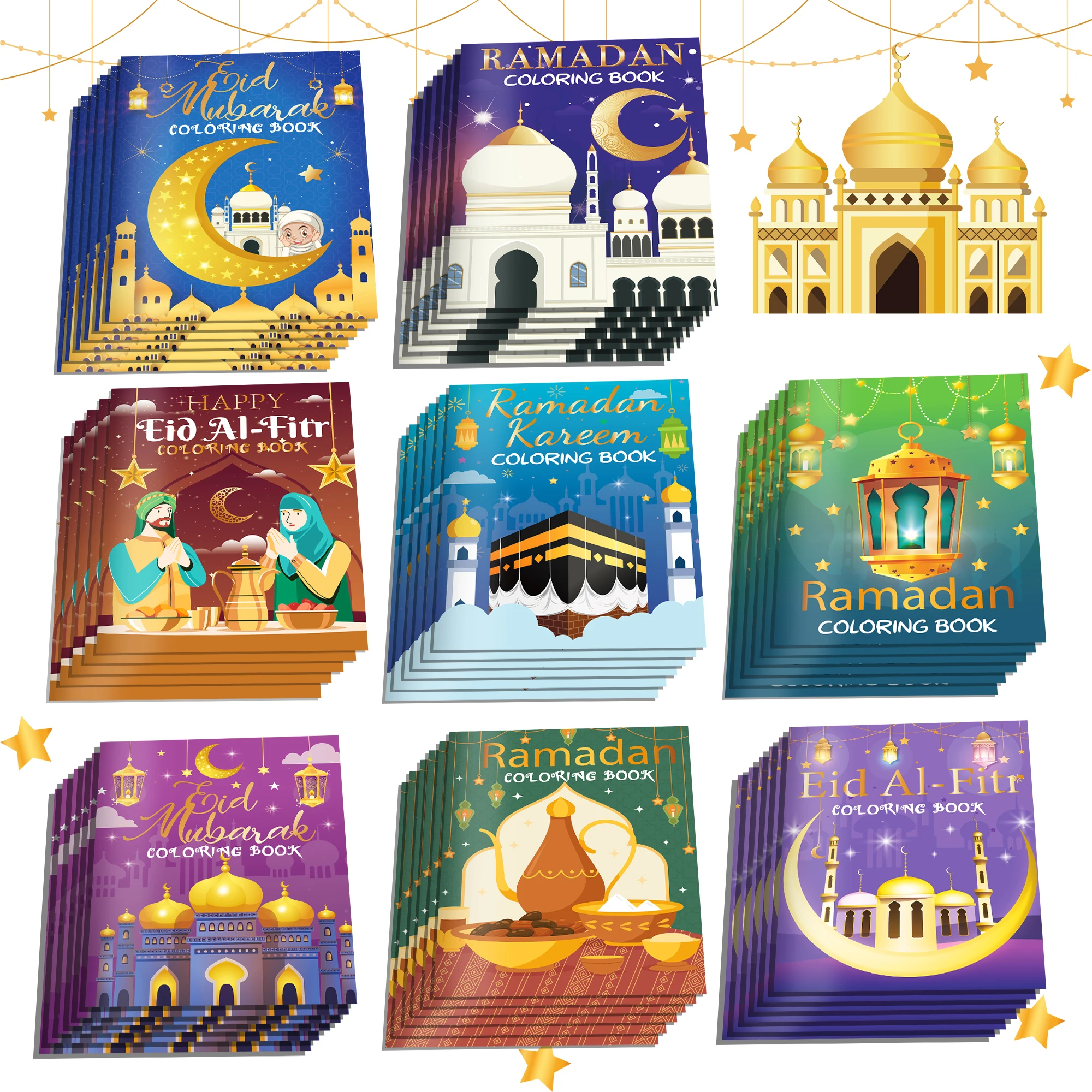 16 mini libro da colorare per feste Ramadan Eid Mubarak, libro di pittura con graffiti per forniture per feste musulmane