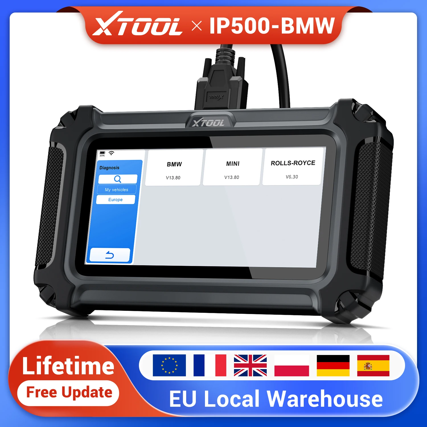 XTOOL IP500 para BMW OBD2 Escáner Herramientas de diagnóstico de sistema completo con codificación de ECU Todos los servicios de restablecimiento Actualizaciones gratuitas de por vida para MINI Para RR Escáner automotr